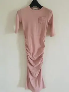 ピンクtシャツタイトフィット ワンピース