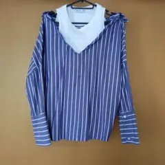 Bershka ストライプ長袖シャツ　オフショル　ベルシュカ