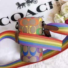 未使用☆COACHコーチ ペットボトルショルダーバッグ 水筒ボトル入れ レザー