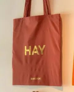 【新品】バンコク店限定HAY レッドブラウン×ゴールドロゴ トートバッグ