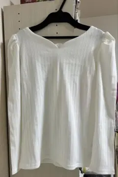 【再値下げ！】MISCH MASCHリブ編みホワイト長袖Tシャツ