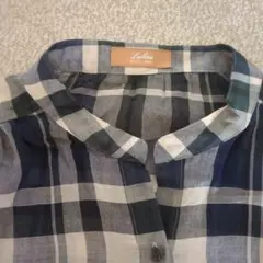 レリアンwhite label チェック柄 リネン混長袖シャツ