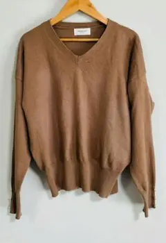 OPAQUE.CLIP ブラウン Vネック ニット