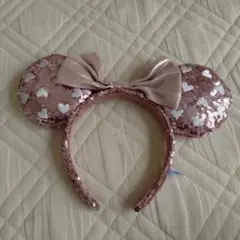 【一度のみ】ディズニーリゾート ハート型スパンコールミニーマウスカチューシャ