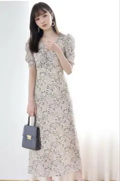 GRL 花柄バックリボンVネックワンピース[mc015