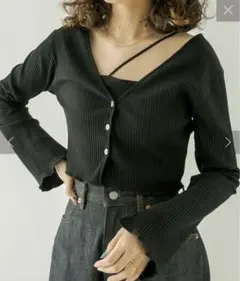 【新品未使用】mysticカットリブチビカーディガン