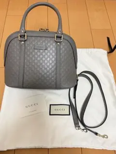 GUCCI マイクログッチシマ 2WAYバッググレー 美品 保存袋・ストラップ付 GUCCI グレー マイクログッチシマ レザー2Way - メルカリ