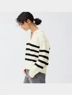 GU ジーユー (3XL) パフィータッチスキッパーポロセーター　大きいサイズ