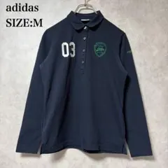 adidas ネイビー 長袖 ポロシャツ M ゴルフ ウェア トップス