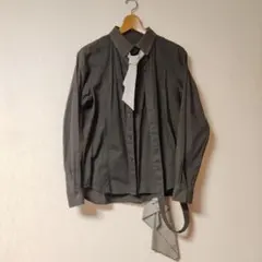 自作品 アシンメトリックシャツ ネクタイ付き 黒