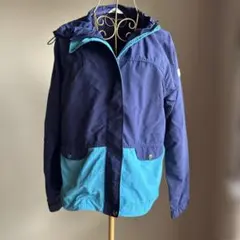 AIGLE バイカラー【ネイビー✖️ターコイズ】鮮やか マウンテンパーカー女性Sのサムネイル