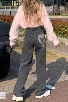 GRL ハートポイントデニムパンツ　Lサイズ【gn177】