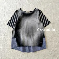 【新品未使用品】Crocodile　異素材切替　ボーダー　ペプラム　カットソーのサムネイル