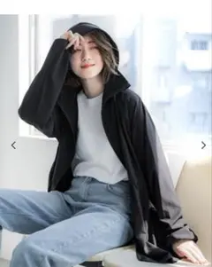 coca UVカット UVカットギャザーパーカー　ブラック　Lサイズ