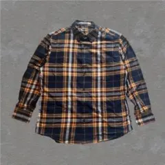 ジーユー GU カジュアル 長袖 チェックシャツ ネイビー