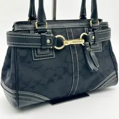 美品COACH コーチ シグネチャー 黒 ショルダーバッグ ハンプトン Y2K