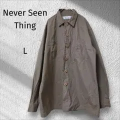 ネバーシーンシング☆ワークシャツ　カーキ　ヴィンテージ　メンズ　綿100%
