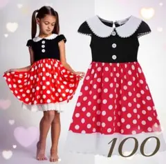 100センチ♡ 水玉レース ワンピース 女の子 子供 ミニーちゃん