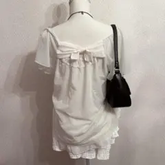 y2k 平成 axesfemme バックリボンフリルオフショルカットソー シアーのサムネイル