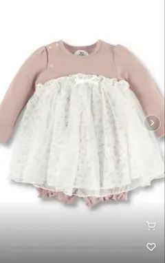 branshes チュール×花柄ドッキング長袖カバーオール