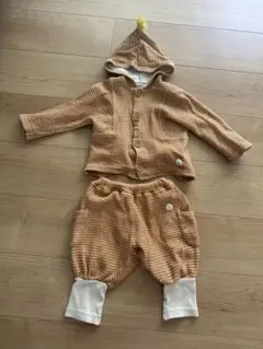 キッズセットアップ　小人フード　チェック