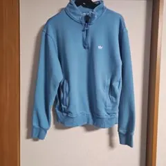 アディダス ハーフジップ スウェット 青