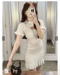 フリル付きホワイトミニワンピース　GRL tw1173