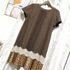 【美品】ローズティアラ *レオパードレースワンピース 42