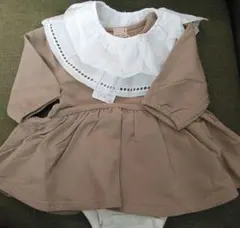 新品プティマイン　フリル襟付きカットワンピース　80cm ベビー ロンパース