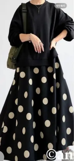 お値下げ！大人気‼️アンティカのドットドッキングワンピース