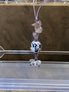 天然石 ハンドメイドマクラメ編み キーホルダー[ラベンダー]