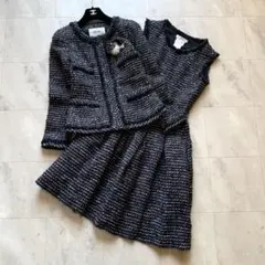 美品♡ルネ TISSUE製 ノーカラー ツイード セットアップ ワンピース 34