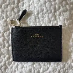 COACH ブラックレザー コインケース IDウィンドウ付き