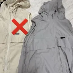 フード付きベスト ベージュ グレー