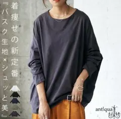 新品 アンティカBASQUE×シュッと美コクーンバスクトップス アッシュグレーのサムネイル
