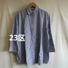 23区 七分丈袖　ストライプシャツ　38