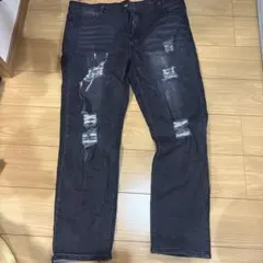 SHEIN ダメージ加工 ダークグレー ジーンズ