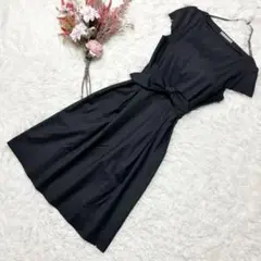 極美品】セオリーリュクス リボンベルト付 ウールワンピース 黒【M・38 