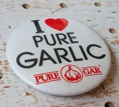 USビンテージ　I LOVE PURE GARLIC　缶バッジ