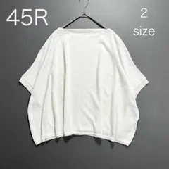 3747【美品】45R ワイドニット 半袖 カットソー　ボックスシルエット　白のサムネイル