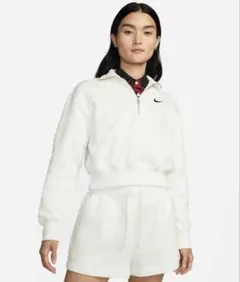 【美品】 ナイキ ウィメンズ 1/2ジップ クロップド スウェットシャツ