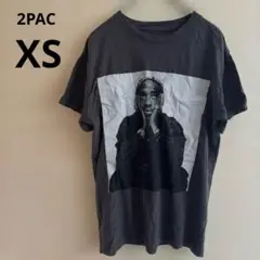 2PAC プリントTシャツ XS ブラック グレー 半袖 コットン おしゃれ