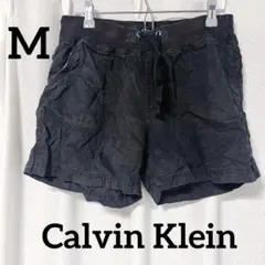 カルバンクライン 【M】ショートパンツ ロゴ 黒 麻 リネン100のサムネイル