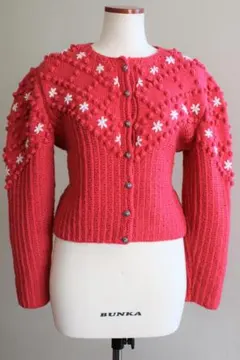 80s Hand Knit Pink Austrian Cardigan