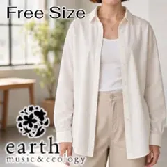 earth music&ecology 白シャツ チュニック丈 F レーヨン混