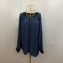 SHIPS バイカラー シアー 長袖ブラウス