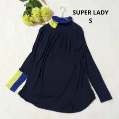 山本寛斎　スーパーレディ　ストレッチハイネックトップス　2way ネイビー