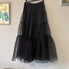 フレアスカート ブラック ティアードデザイン