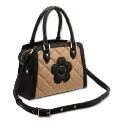 MARYQUANT スクエアキルトデイジーパッチ 2WAYトート ベージュ