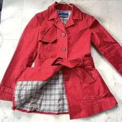 美品　バーバリーブルーレーベル ショートトレンチ　ベルト　ノバチェック 赤 38